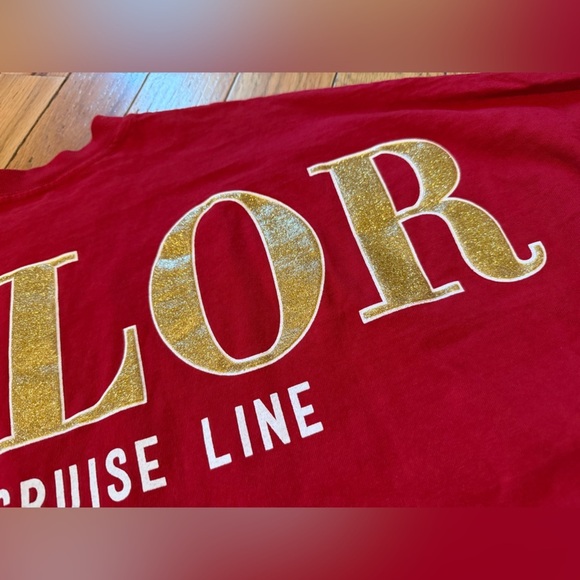 Disney Cruise Line Spirit Jersey Red White Glitter Sailor Striped Sz L NWT FLAW - Picture 4 of 14